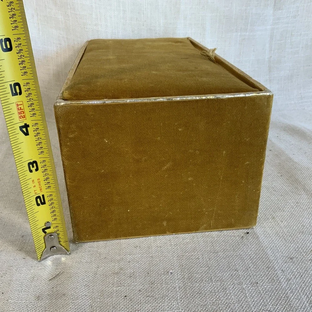 Vintage 60s‎ 70s Gold Velvet Faberge Presentation Box Glam Bling Retro Regency